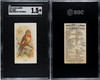 1890 N23 Allen & Ginter Linnet Song Birds of the World SGC 1.5 front and back of card