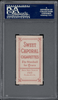 1910 T206 J.J. (Nig) Clarke Cleveland Sweet Caporal 150 PSA 2 back of card