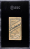 1910 T206 Dots Miller Piedmont 350 SGC 1 back of card