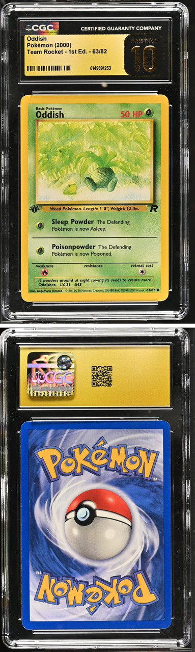 first edition oddish pokemon card Oddish 1999 First Edition PSA 10 Pokemon Card the Defending Pokemon is now Paralyzed CGC 10 2000 Pokemon Team