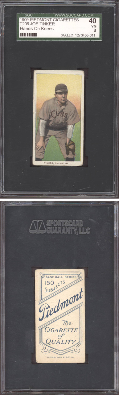 SGC 3 1909 T206 Joe Tinker Piedmont 150 Hands On Knees Factory No