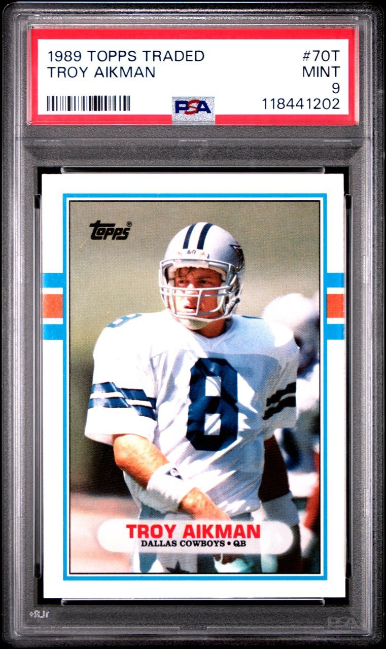 PSA 9 1989 Topps Traded Troy Aikman #70T Dallas Cowboys HOF RC