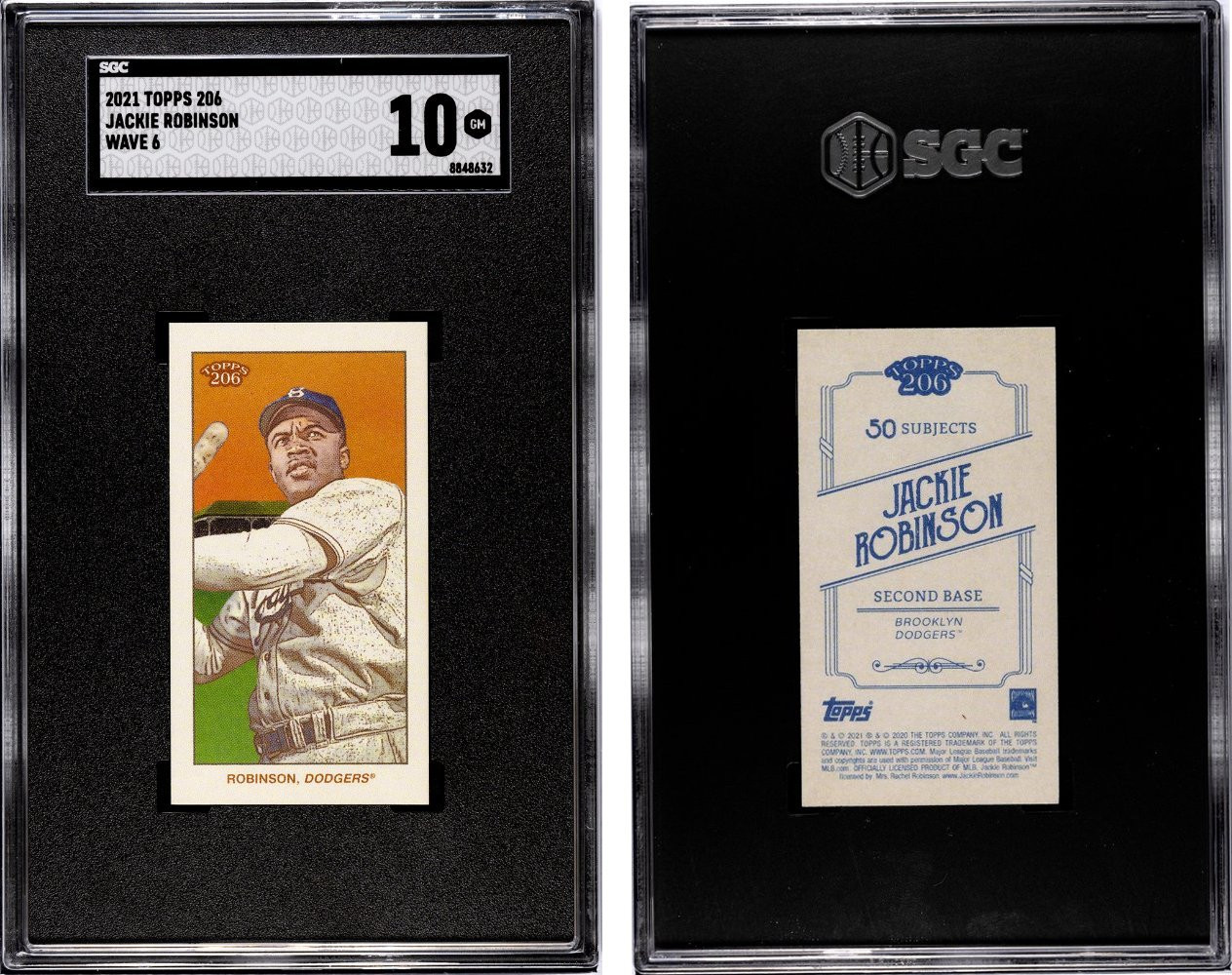SGC 10 2021 Topps 206 Jackie Robinson Wave 6 Brooklyn Dodgers HOF