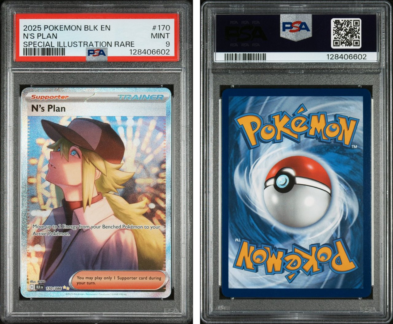 PSA 9 2025 Pokemon Black Bolt N's Plan #170/086