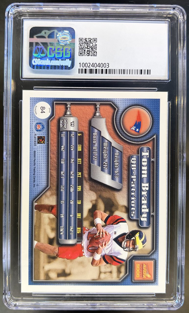 2000 Pacific Aurora Tom Brady #84 RC CSG 8.5