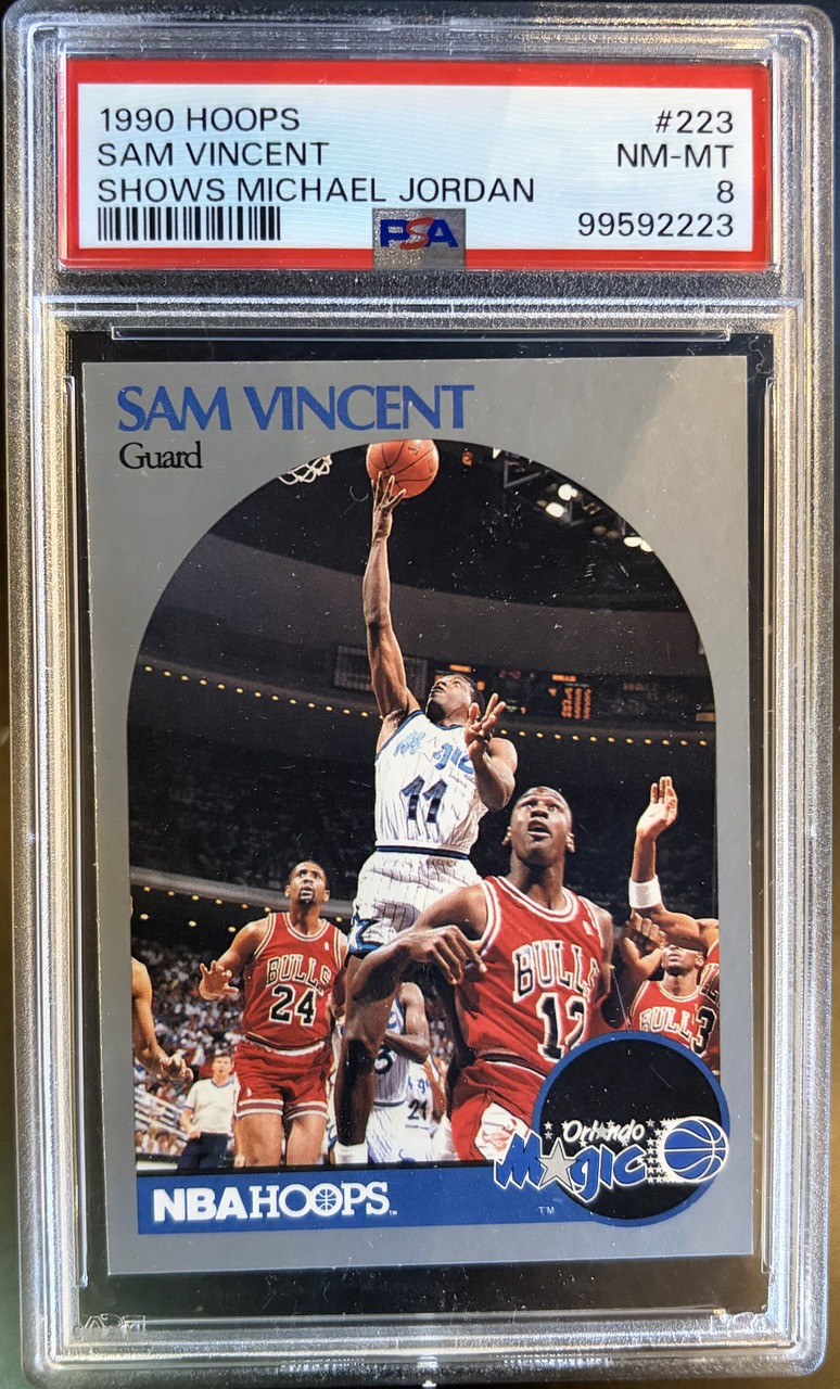 1990 NBA Hoops Sam Vincent #223 Jordan PSA 8
