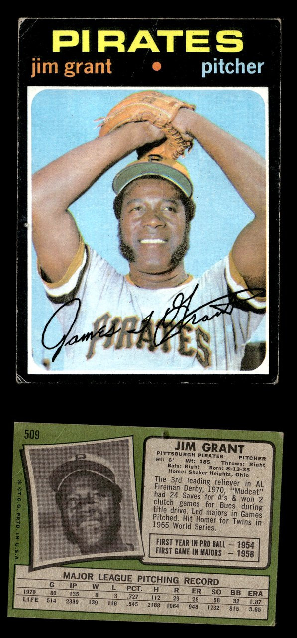 1971 Topps Mudcat Grant #509 Pittsburgh Pirates VG