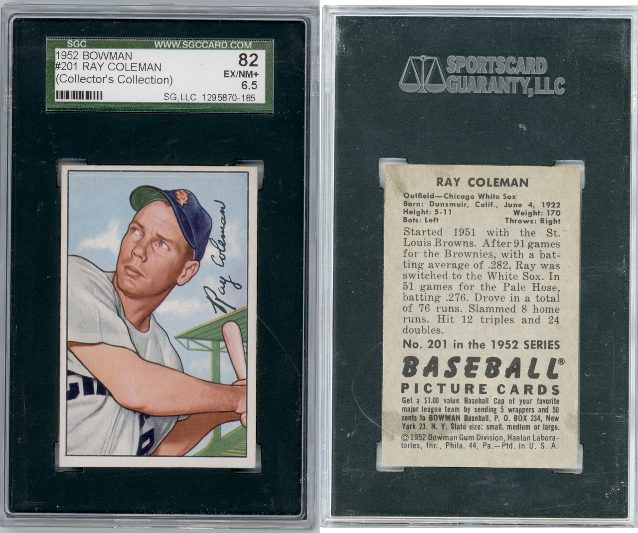 SGC 6.5 1952 Bowman Ray Coleman Collector's Collection