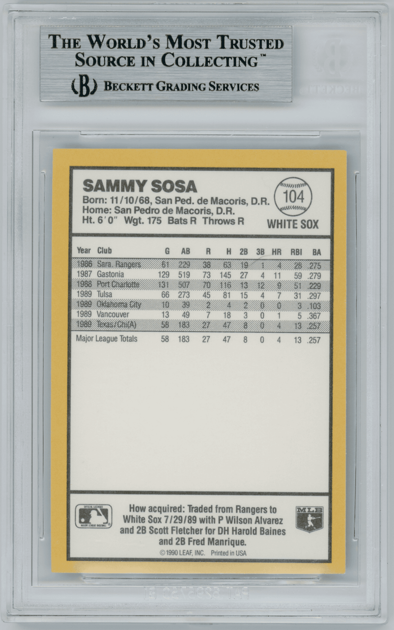 1990 Donruss Best AL #104 Sammy Sosa - NM-MT