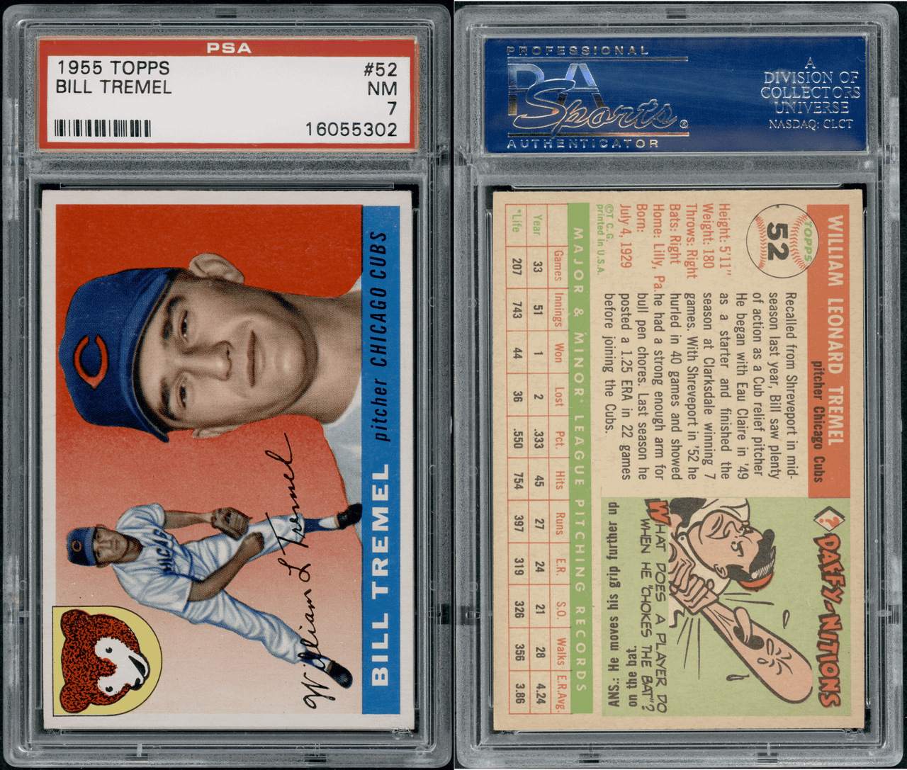 PSA 7 1955 Topps Bill Tremel PSA 7 1955 Topps Bill Tremel