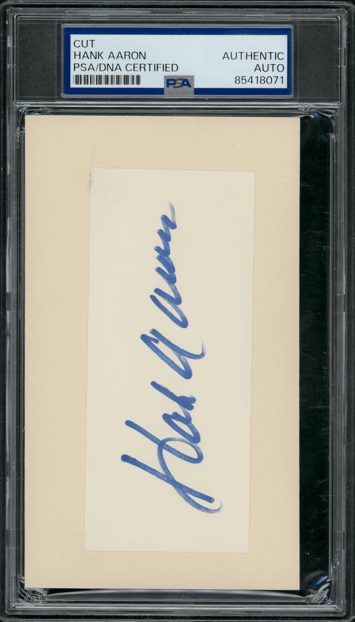 Hank Aaron cut signature autograph leaf Hank Aaron cut signature autograph leaf