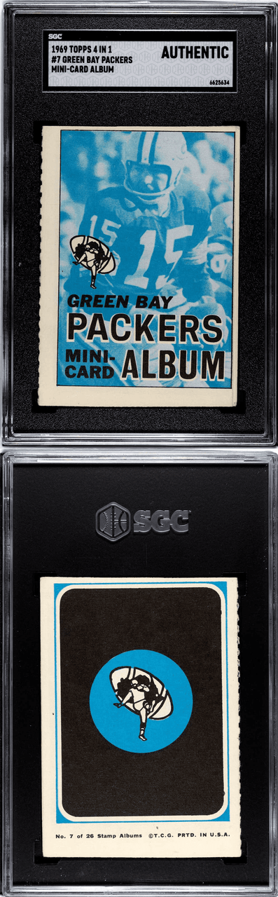 SGC Authentic 1969 Topps Green Bay Packers #7 4 In 1 Mini-Card Albums Green Bay Packers SGC Authentic 1969 Topps Green Bay Packers #7 4 In 1 Mini-Card Albums Green Bay Packers
