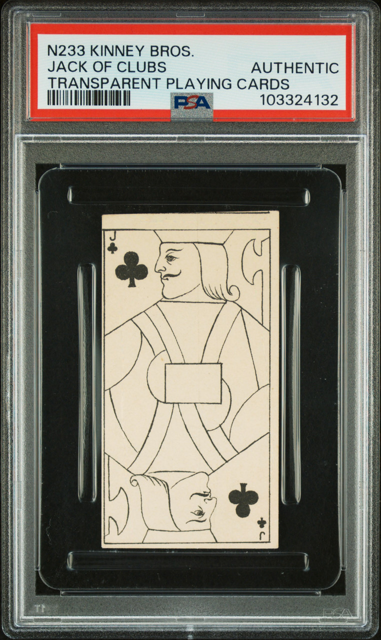 PSA Authentic 1888 Kinney Bros. Jack of Clubs N233 Transparent