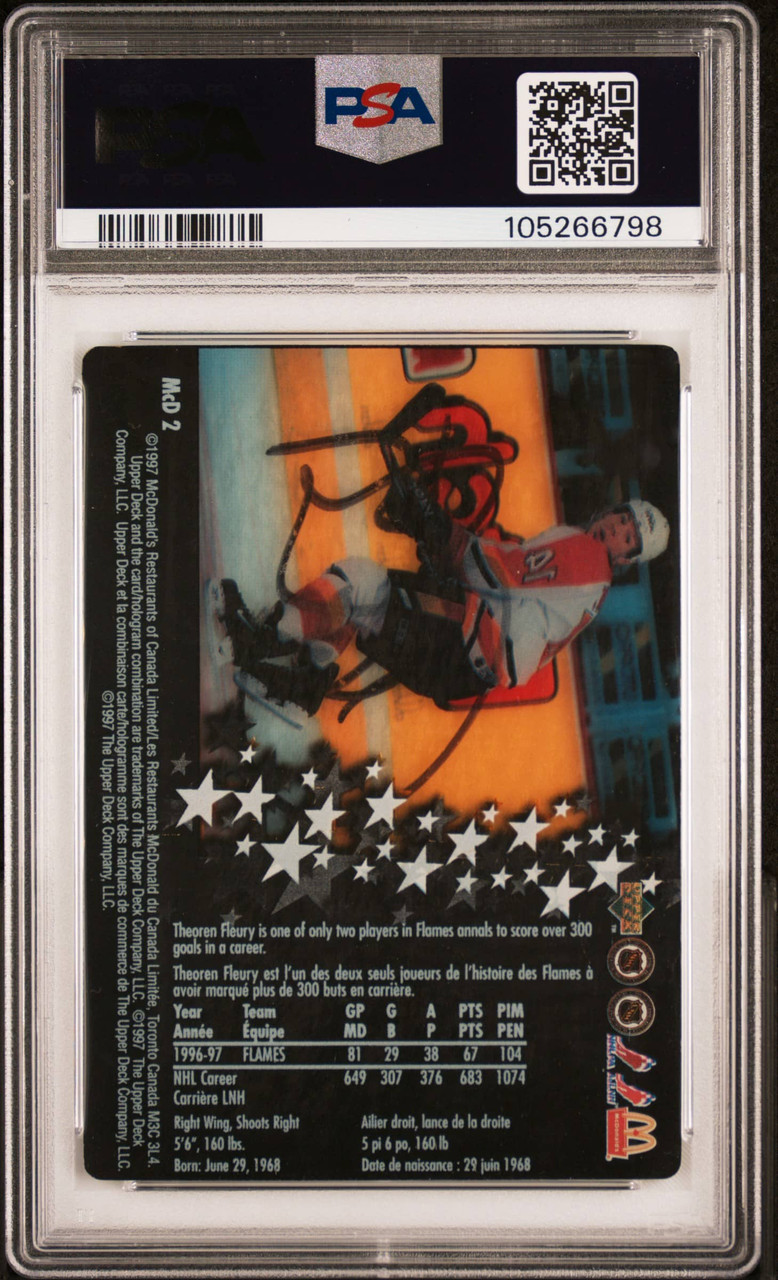 PSA 7 Auto 7 1997 Upper Deck Theoren Fleury #McD2 McDonald's