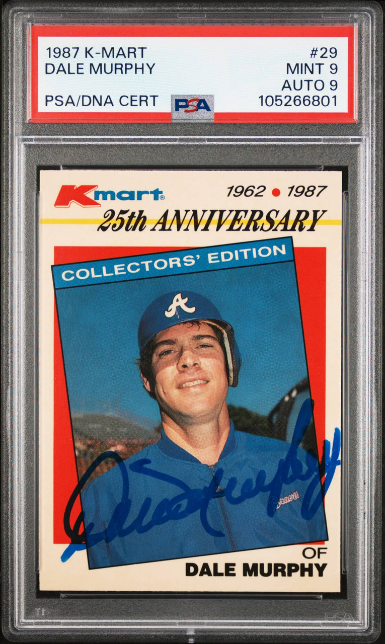 PSA 9 Auto 9 1987 K-Mart Dale Murphy #29 Atlanta Braves On-Card