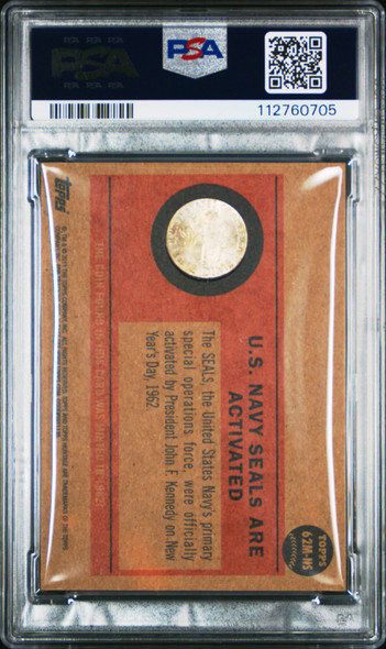 2011 Topps Heritage US Navy SEALs Are Activated #62MNS 62 Mint Coin Card PSA 8 back of card 2011 Topps Heritage US Navy SEALs Are Activated #62MNS 62 Mint Coin Card PSA 8 back of card
