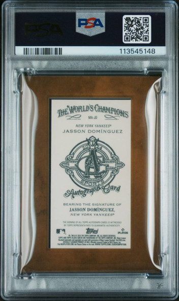 2024 Allen & Ginter Jasson Dominguez #MAJD Mini Autograph New York Yankees On-Card Autograph PSA 10 back of card 2024 Allen & Ginter Jasson Dominguez #MAJD Mini Autograph New York Yankees On-Card Autograph PSA 10 back of card