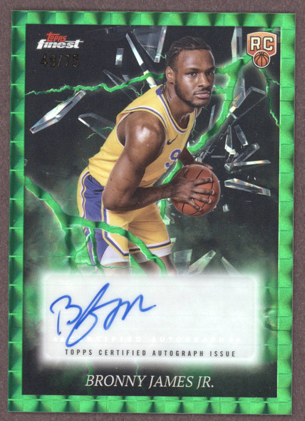 This 2025 Topps Finest Bronny James Jr. card is in EX-NM condition. It is 0 years old.