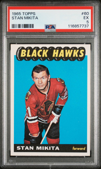 1965-66 Topps Stan Mikita #5 Chicago Blackhawks HOF PSA 5 front of card