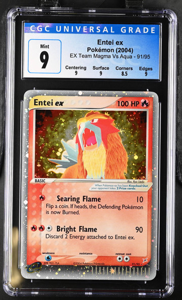 2004 Pokemon Entei ex #91 Team Magma Vs Aqua CGC 9 front of card
