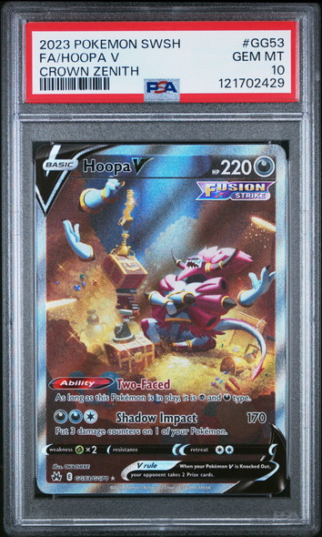 2023 Pokemon Sword & Shield Hoopa V #GG53 Crown Zenith Full Art PSA 10 front of card