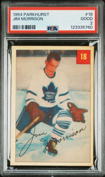 1954 Parkhurst Jim Morrison #18 Toronto Maple Leafs PSA 2 front of card