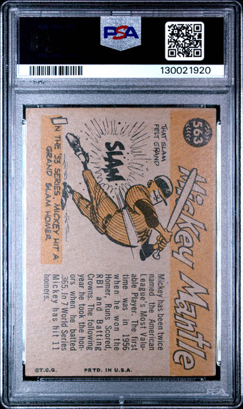 1960 Topps Mickey Mantle #563 All Star New York Yankees HOF PSA 1.5 back of card