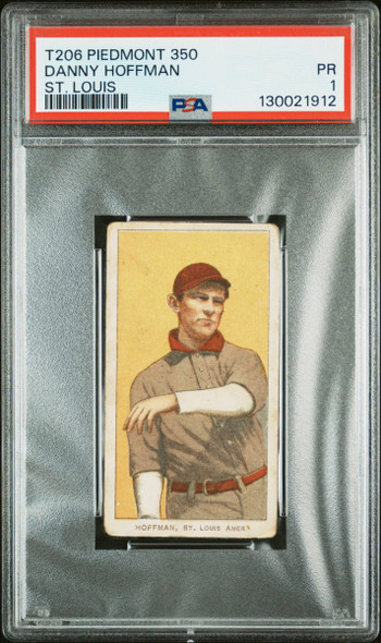 1909-11 T206 Danny Hoffman Piedmont 350 St. Louis Factory No. 25 St. Louis Amer. PSA 1 front of card