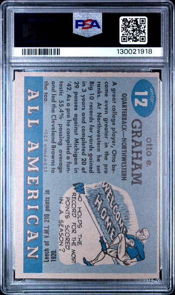 1955 Topps All American Otto Graham #12 Northwestern HOF PSA 5 back of card
