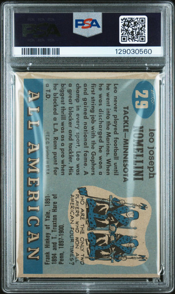 1955 Topps All American Leo Nomellini #29 Minnesota Golden Gophers HOF PSA 5 back of card