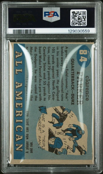 1955 Topps All American Ace Parker #84 Duke Blue Devils HOF PSA 5 back of card