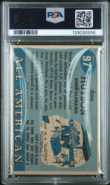 1955 Topps All American Don Hutson #97 Alabama Crimson Tide HOF PSA 6 back of card