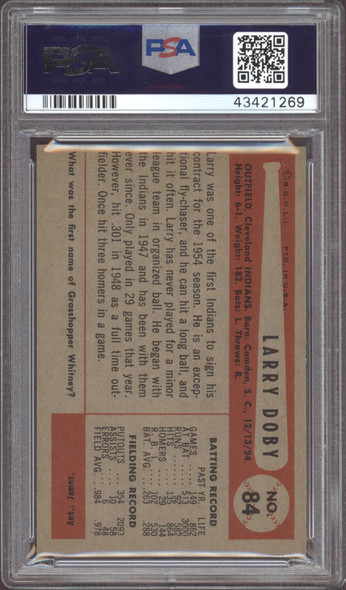 1954 Bowman Larry Doby #84 Cleveland Indians HOF PSA 7 back of card