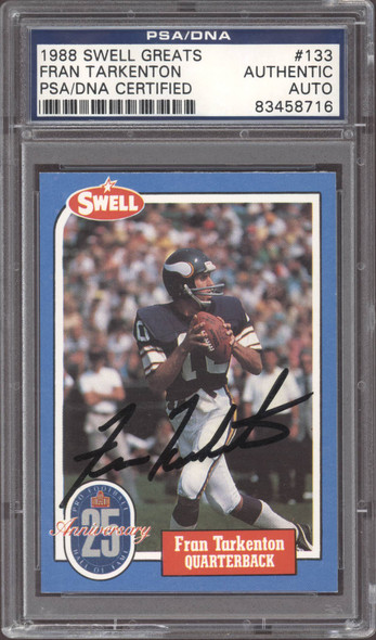 1988 Swell Fran Tarkenton Minnesota Vikings HOF In Person Autograph PSA Authentic Auto front of card