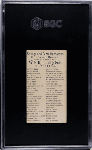 1889 W.S. Kimball & Co. Eagle N189 Savage & Semi-Barbarous Cheifs & Rulers SGC 4.5 back of card