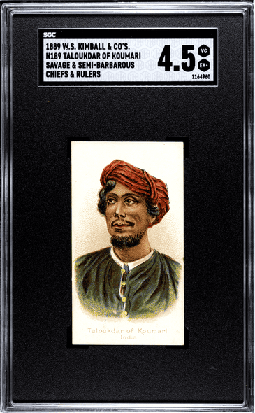 1889 W.S. Kimball & Co. Taloukdar Of Koumari N189 Savage & Semi-Barbarous Chiefs & Rulers SGC 4.5 front of card