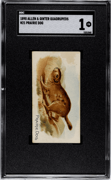 1890 Allen & Ginter Prairie Dog N21 Quadrupeds SGC 1 — certification 1531060, front of card