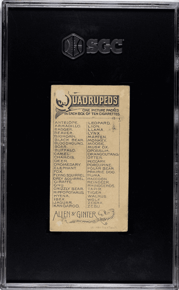 1890 Allen & Ginter Prairie Dog N21 Quadrupeds SGC 1 — certification 1531060, back of card
