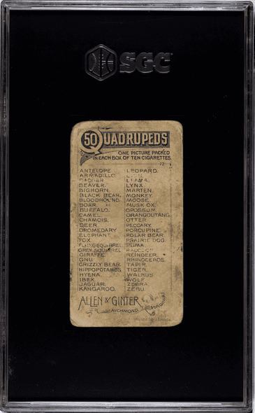 1890 Allen & Ginter Otter N21 Quadrupeds SGC 1 back of card