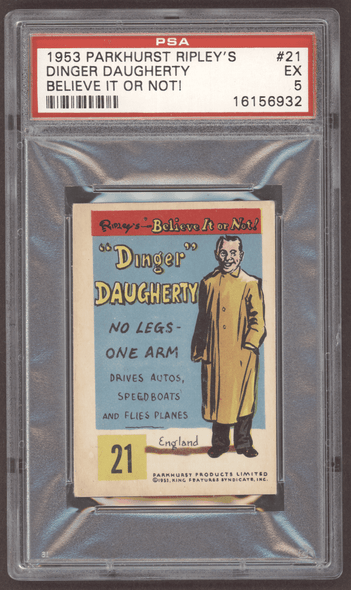 1953 Parkhurst Dinger Daugherty #21 Ripleys Believe It Or Not PSA 5 front of card