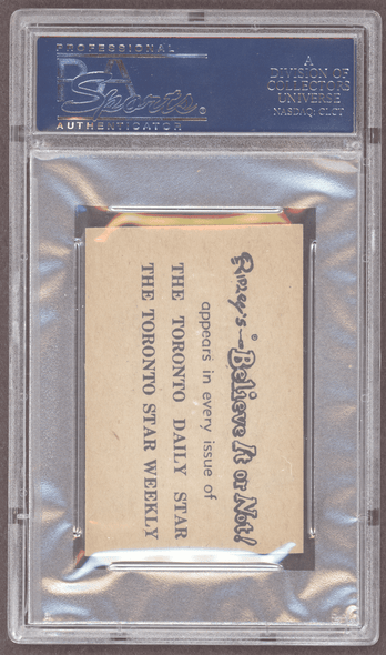 1953 Parkhurst The First Blackmail #10 Ripleys Believe It Or Not Ad Back PSA 8(OC) back of card