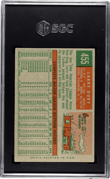 1959 Topps Larry Doby #455 Detroit Tigers HOF SGC 3 back of card