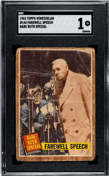 1962 Topps Venezuelan Farewell Speech #144 Babe Ruth Special New York Yankees HOF SGC 1 front of card