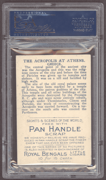 1911 T99 Acropolis At Athens Sights & Scenes Of The World Factory No. 10 PSA 4 back of card