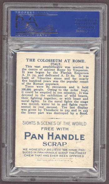 1911 T99 The Colosseum Sights & Scenes Of The World Factory No. 10 PSA 4 back of card