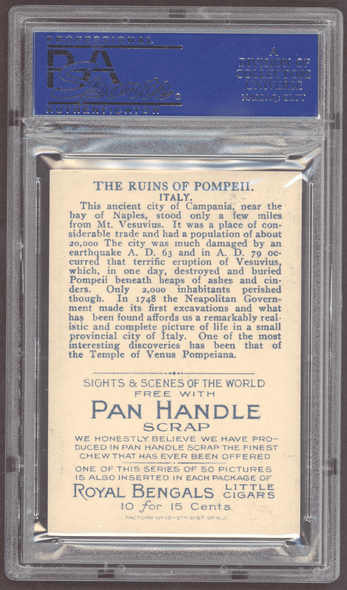 1911 T99 Ruins Of Pompeii Sights & Scenes Of The World Factory No. 10 PSA 5 back of card
