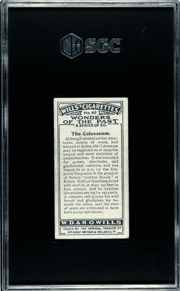 1926 W.D. & H.O. Wills The Colosseum #42 Wonders Of The Past SGC 4 back of card