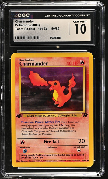 2000 Pokemon Team Rocket Charmander #50 1st Edition CGC 10 front of card