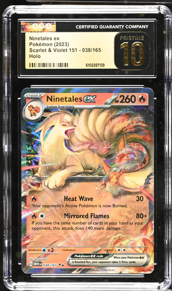 2023 Pokemon 151 Ninetales ex #38 Holo CGC 10 front of card