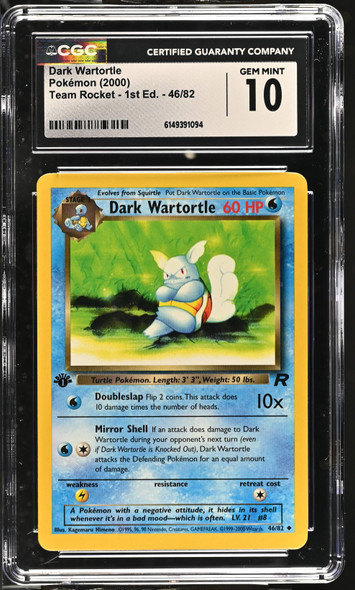 2000 Pokemon Team Rocket Dark Wartortle #46 1st Edition CGC 10 front of card